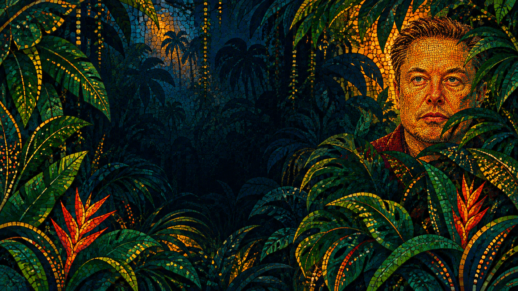 Mosaic jungle at night